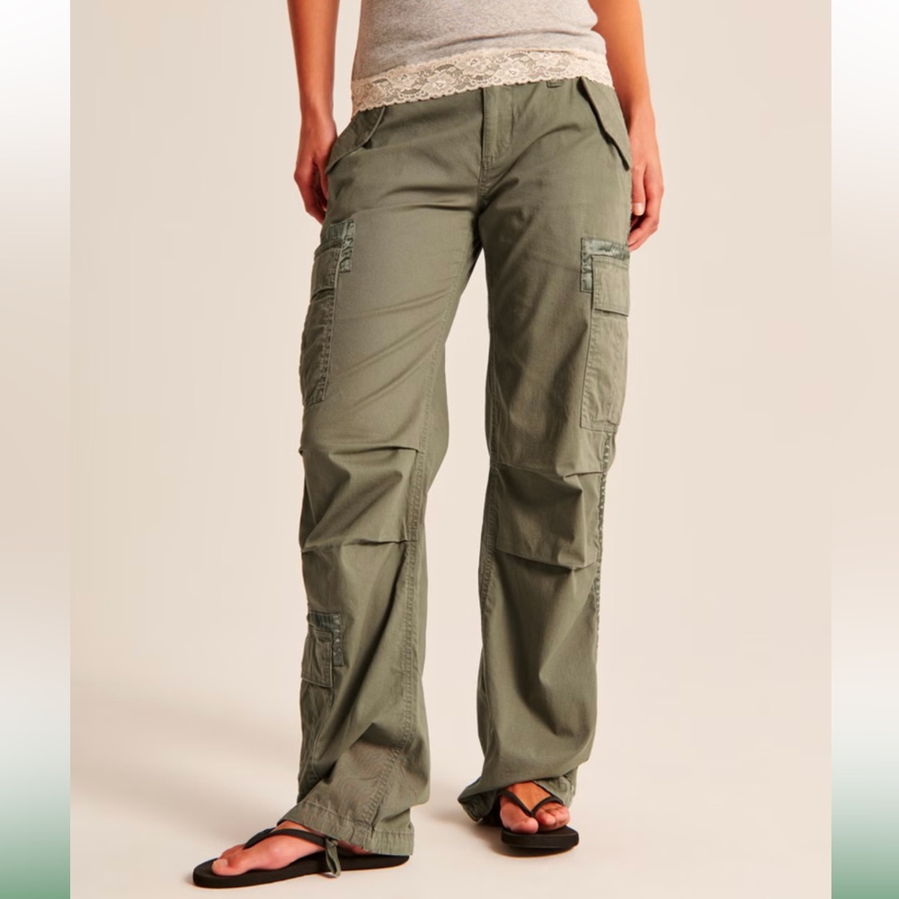 Abercrombie Fitch 2000’s Utility‎ Cargo Pants Sz 24 Olive Green Drawstring Ankle